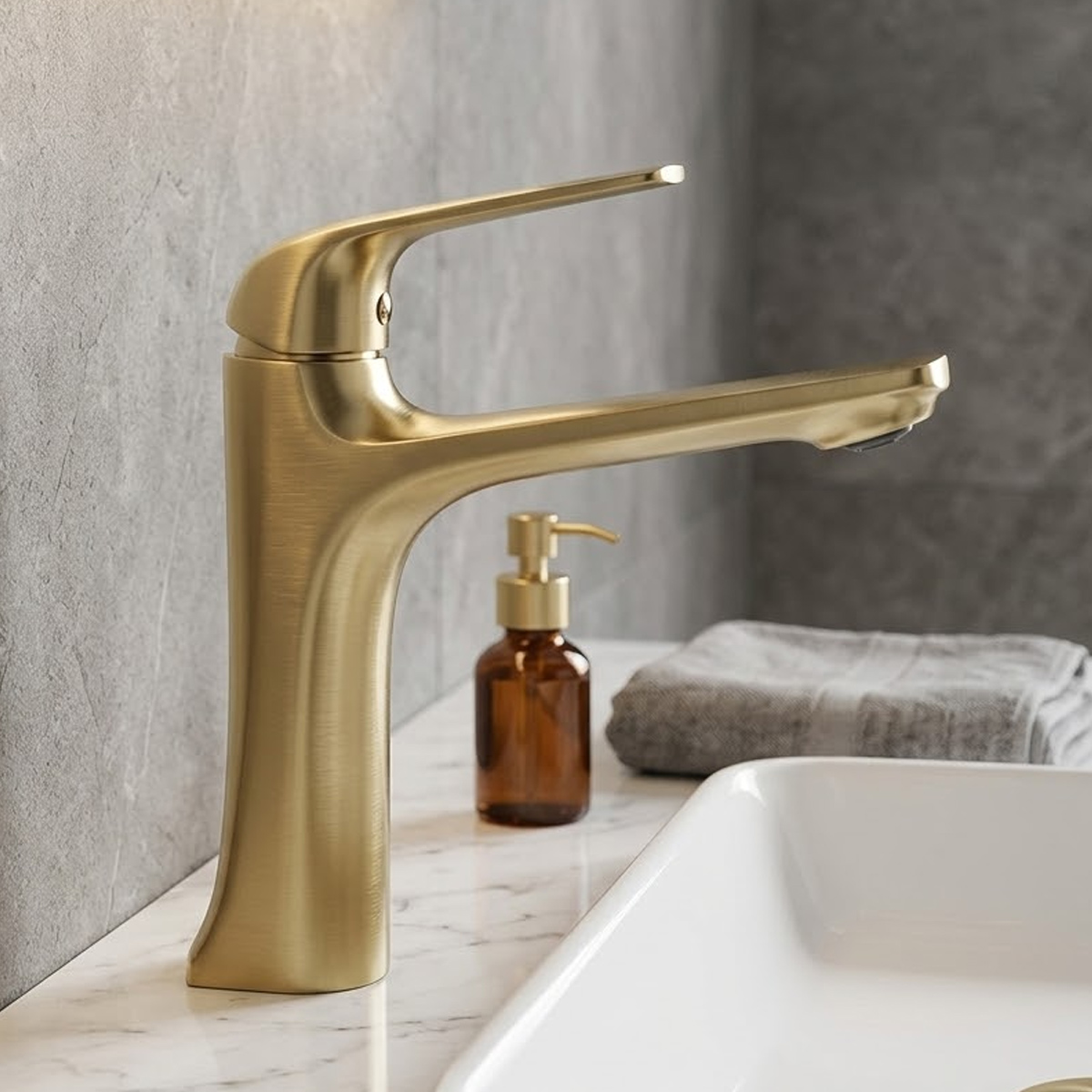 Brass Modern Basin Mixer Gold