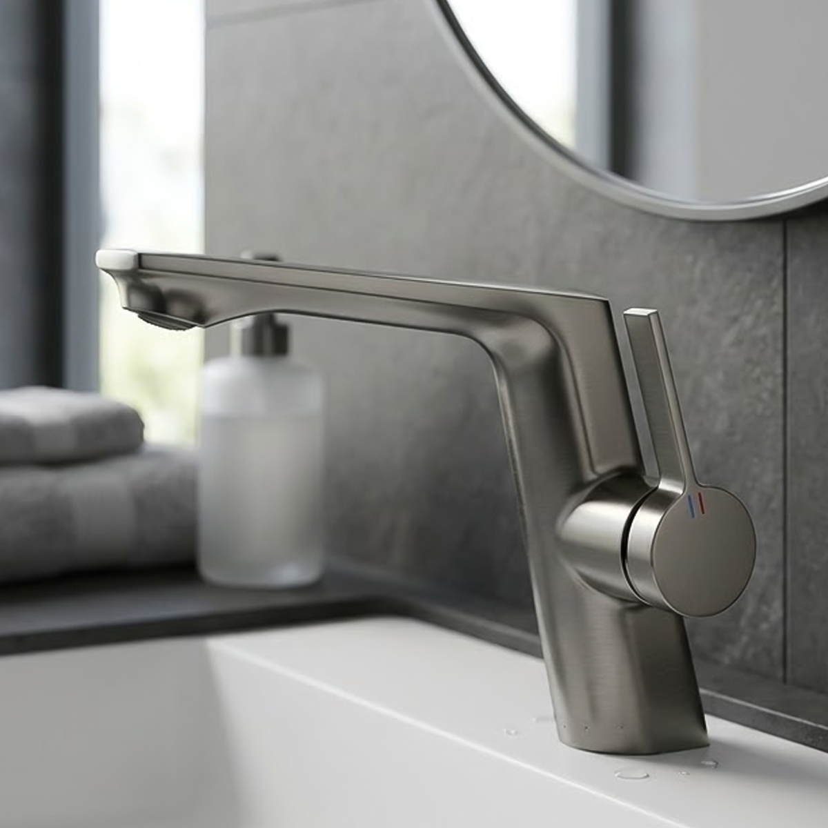 Brass Modern Basin Mixer Gray