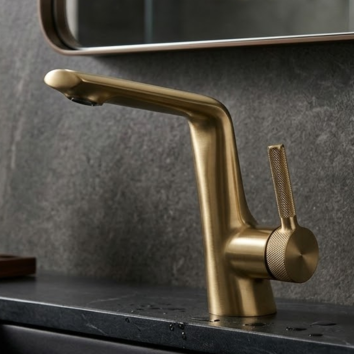 Brass Modern Basin Mixer Gold