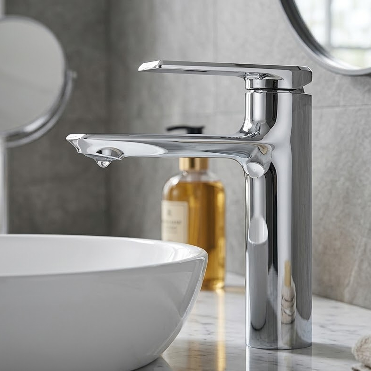 Brass Modern Basin Mixer Chrome