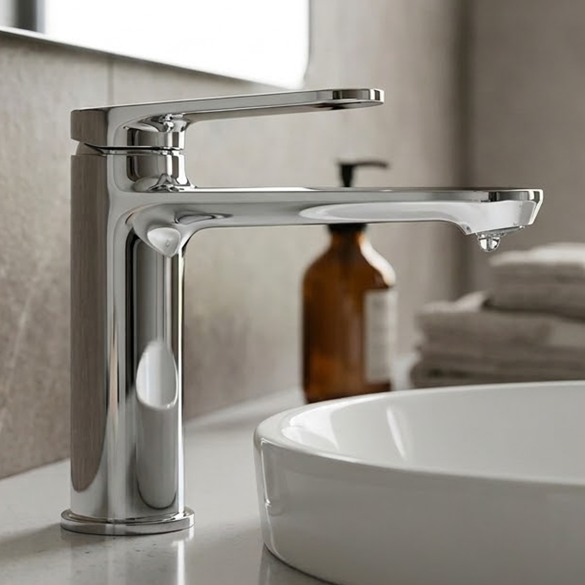 Brass Modern Basin Mixer Chrome