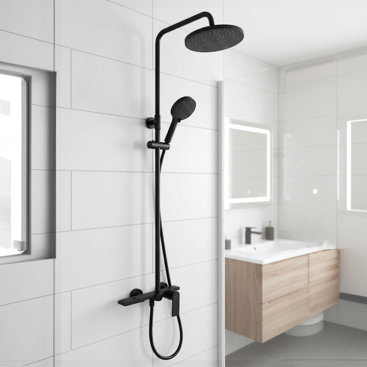 Clear Modern Brass Shower Column
