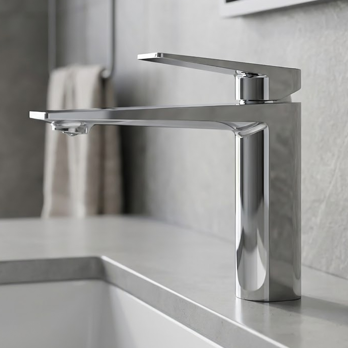 Brass Modern Basin Mixer Chrome