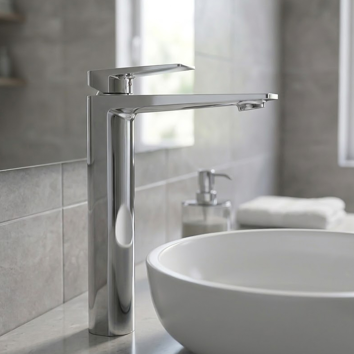 Brass Modern Basin Mixer Chrome