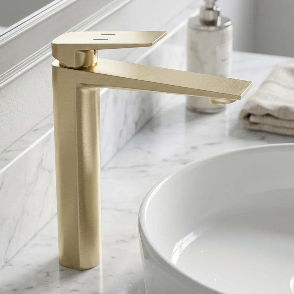 Brass Modern Basin Mixer Gold