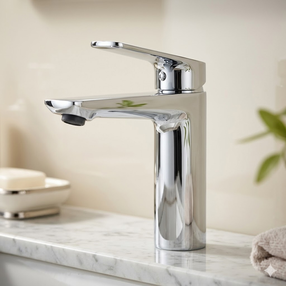 Brass Modern Basin Mixer Chrome