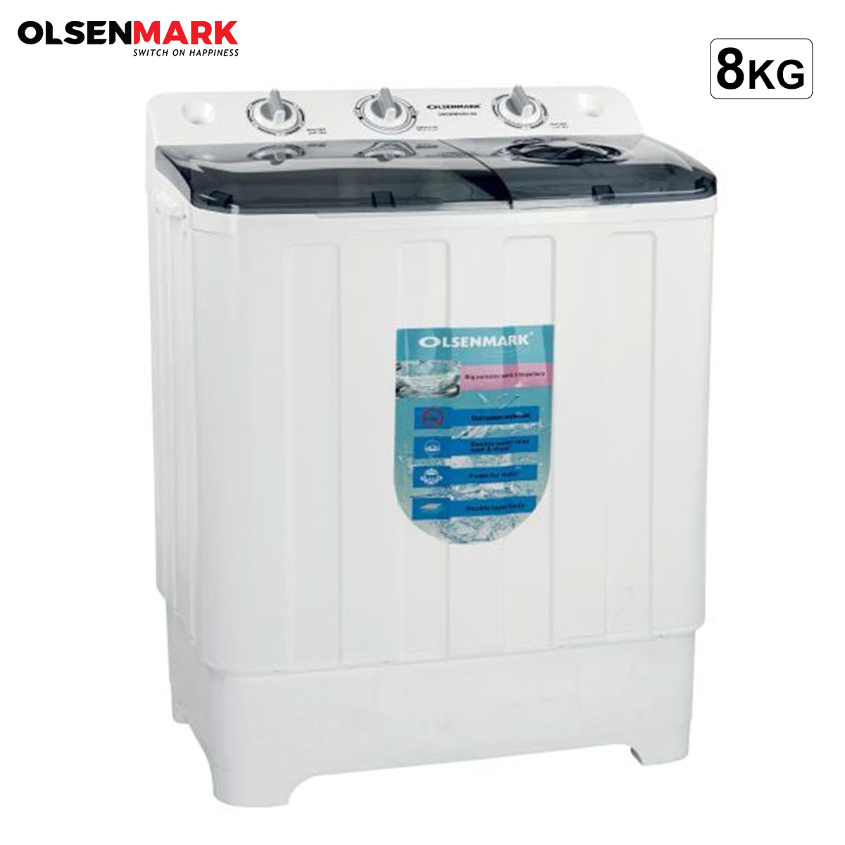 غسالة أولسنمارك نصف أوتوماتيك 7.5 كيلو OMSWM5504-8K