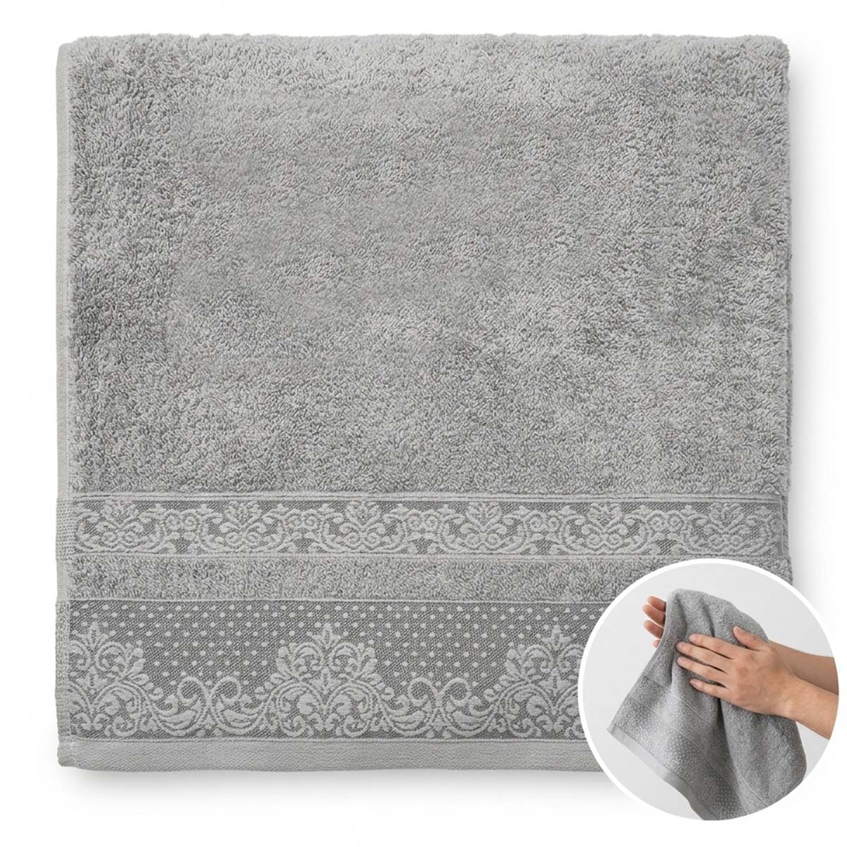 Solid Jacquard Bath Sheet 81x163 Grey