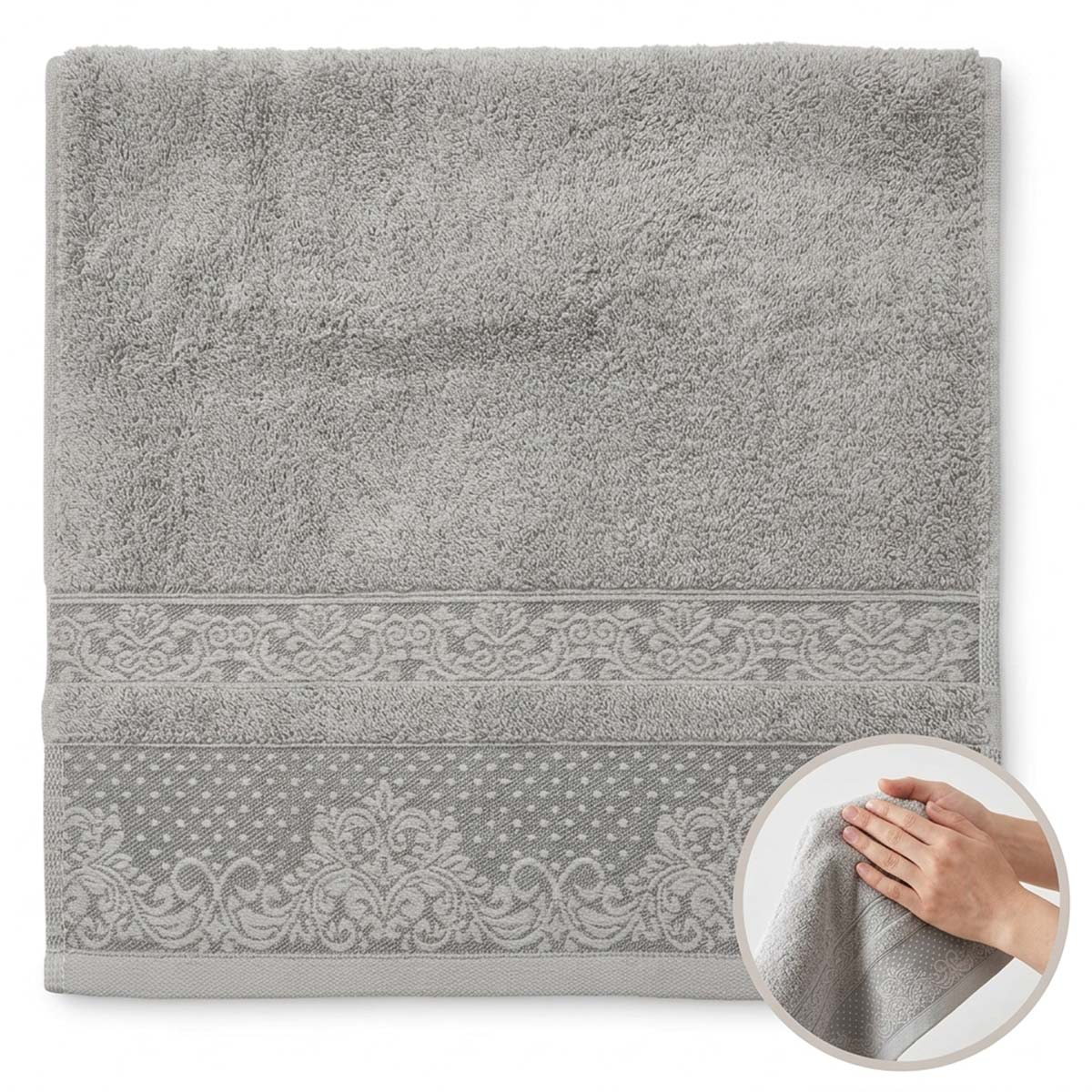Solid Jacquard Bath Towel 70x140 Grey