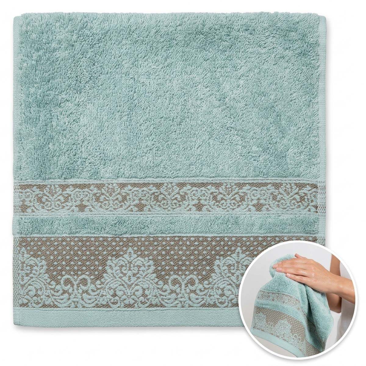 Solid Jacquard Face Towel 50x100 Blue