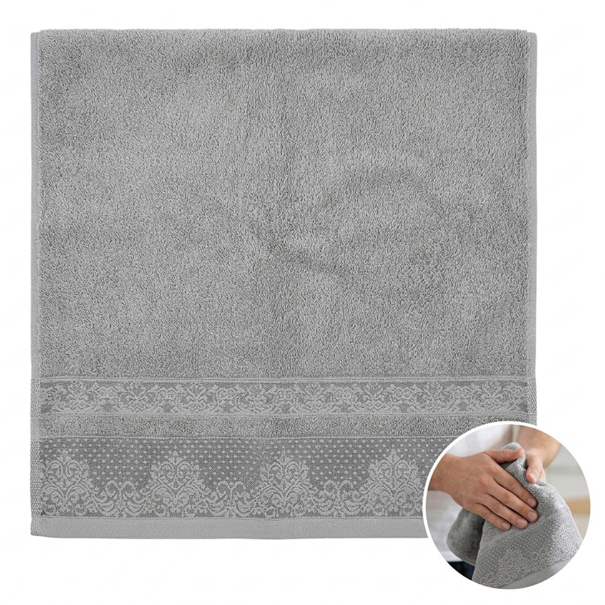 Solid Jacquard Hand Towel 41x66 Grey