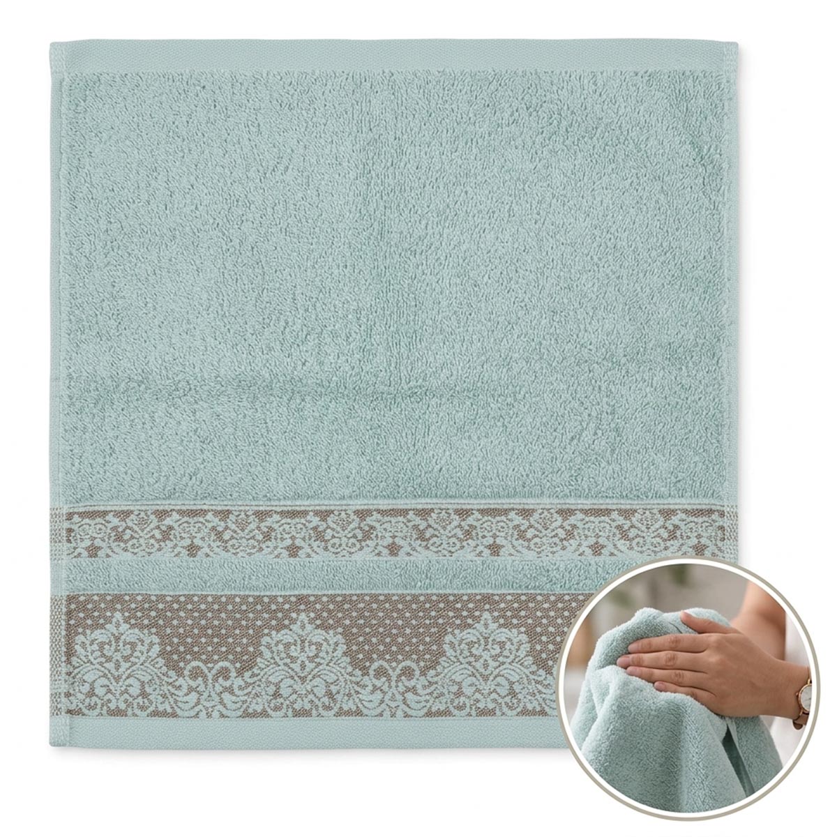 Solid Jacquard Wash Cloth 33x33 Blue