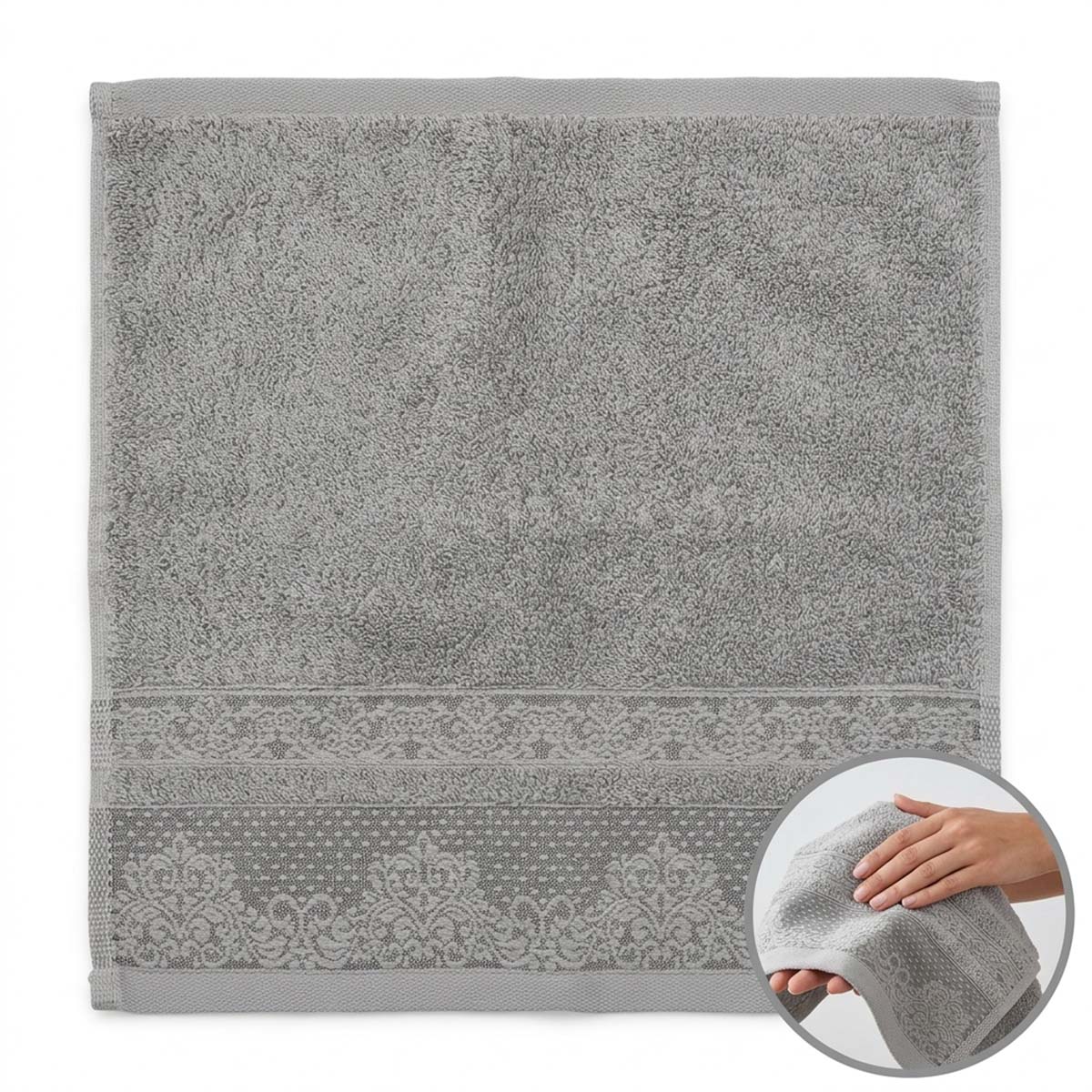 Solid Jacquard Wash Cloth 33x33 Grey