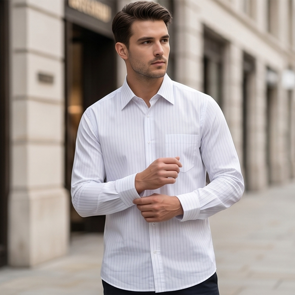 Men Classic Print Formal Shirt