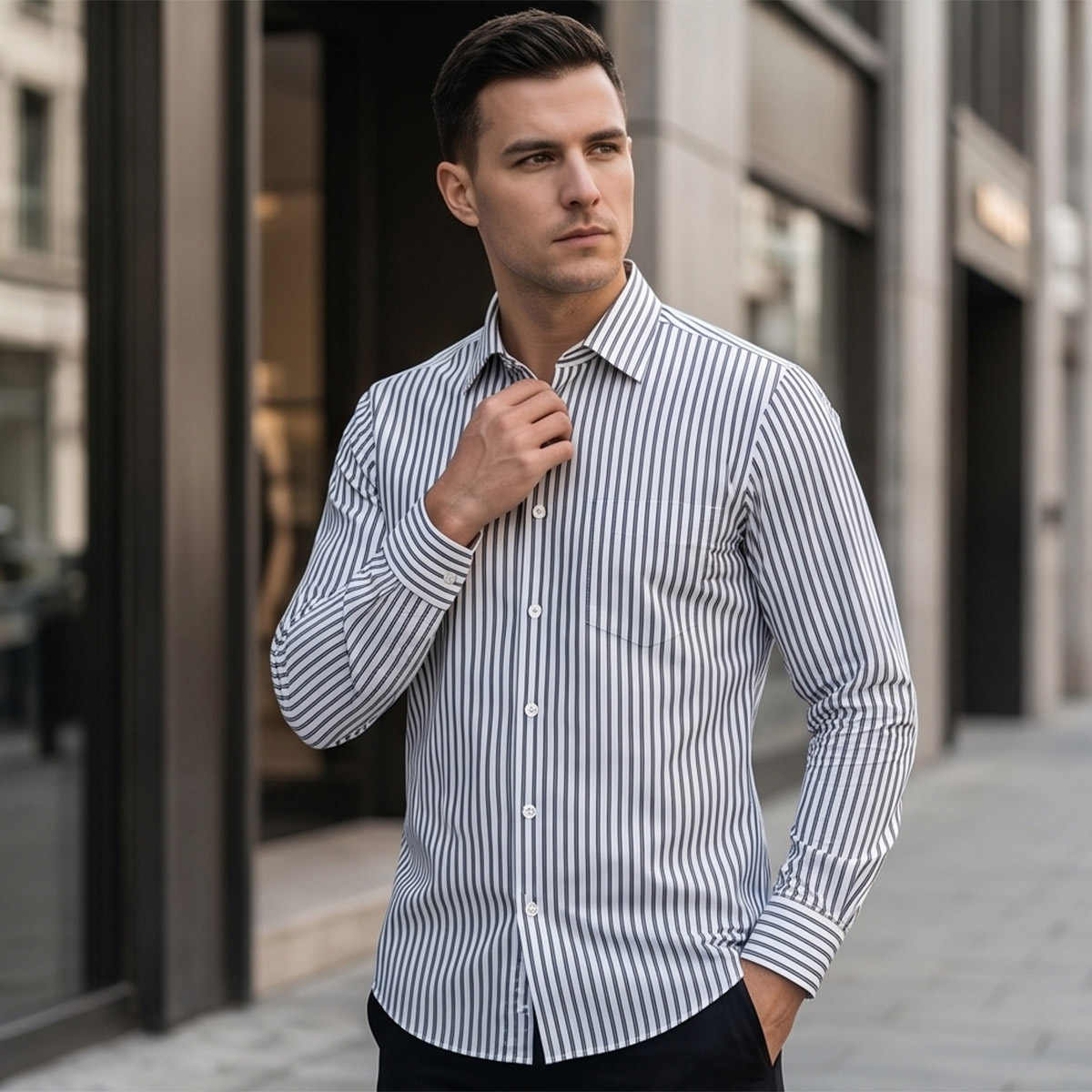 Men Classic Print Formal Shirt