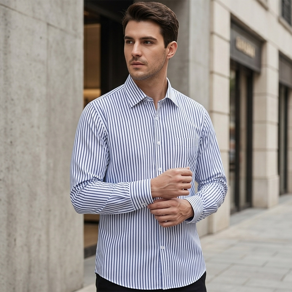 Men Classic Print Formal Shirt