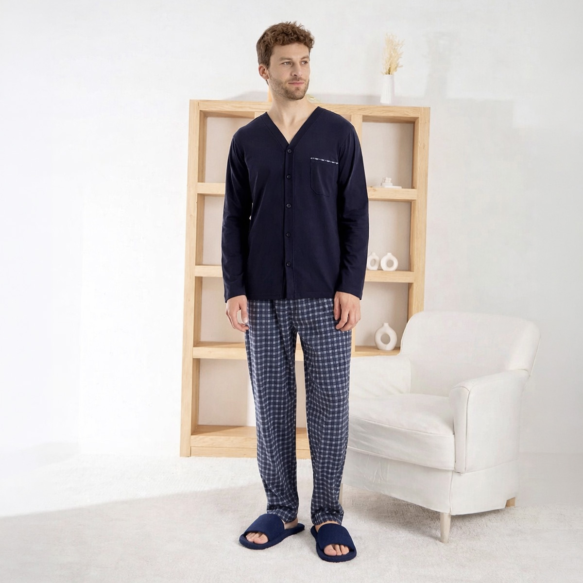 Men Pyjama with Pant Long Sleeve