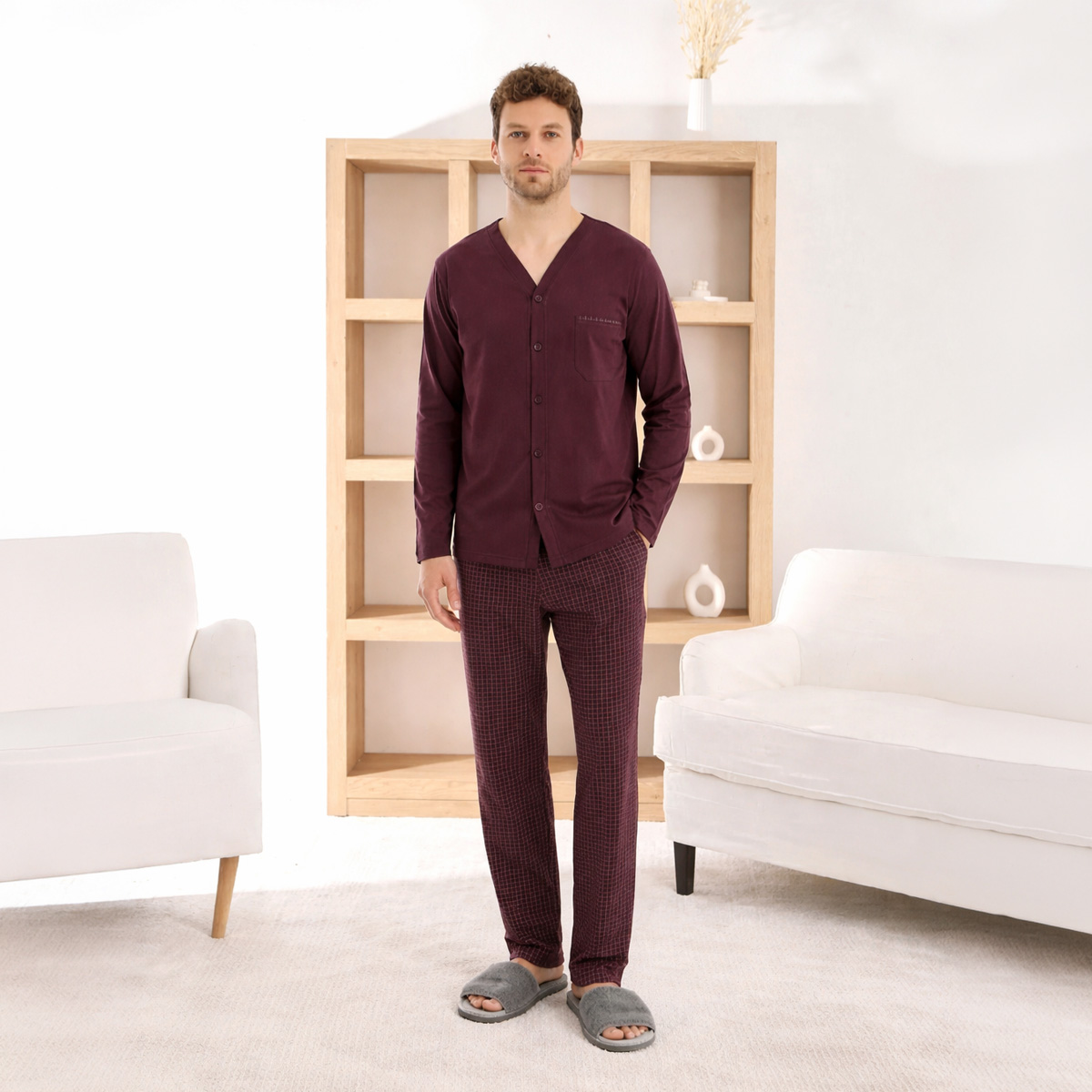 Men Pyjama with Pant Long Sleeve