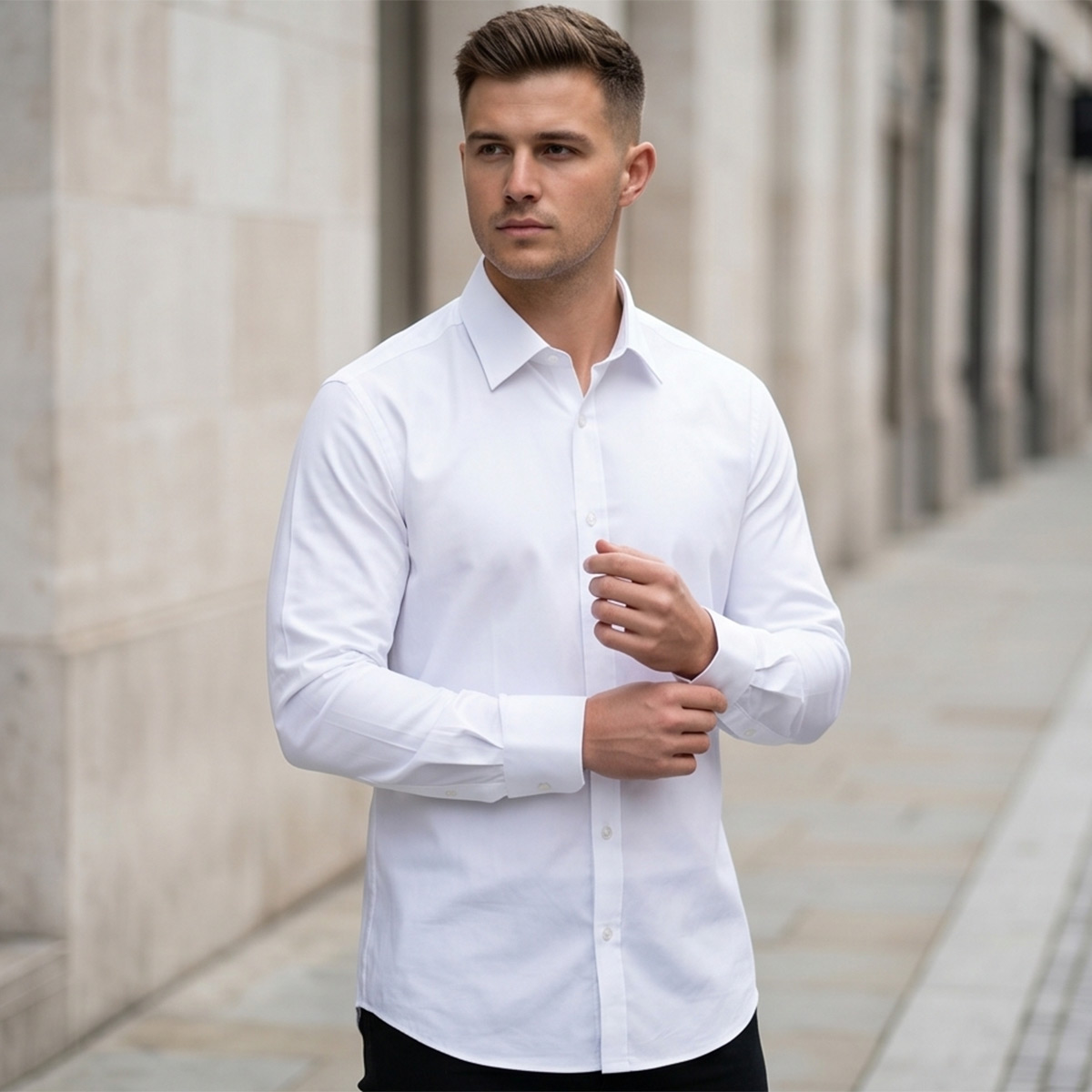 Men Regular Formal Shirt White Long Sleeve