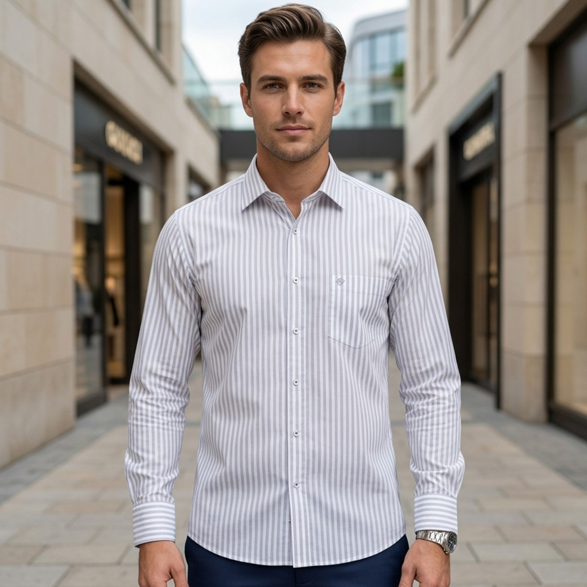 Men Printed Formal Shirt Long Sleeve