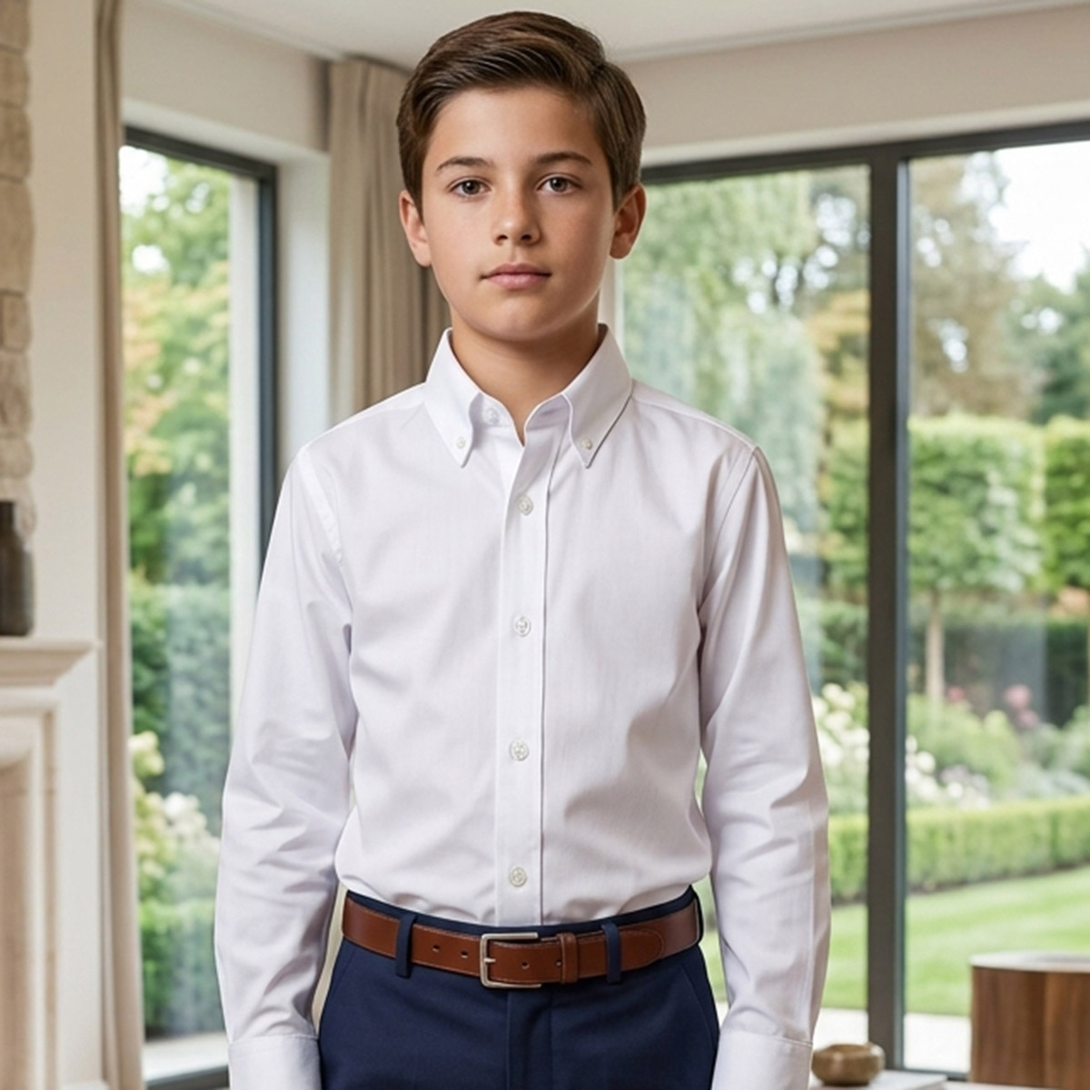 Boys Casual Shirt Plain Long Sleeve
