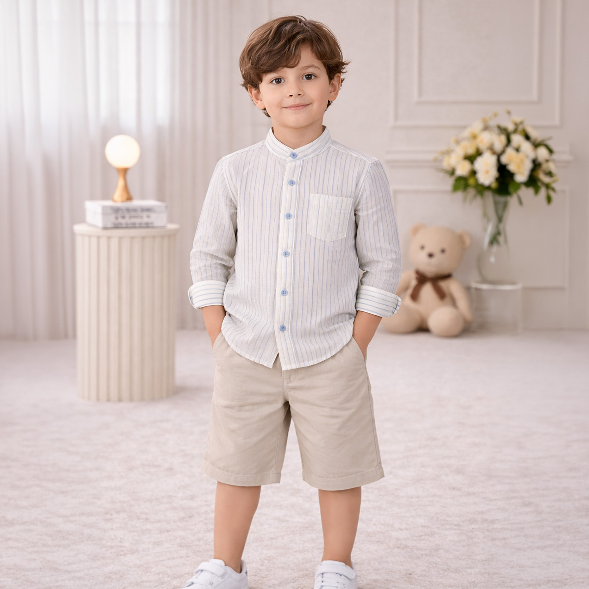 Boys Casual Shirt Plain Short Sleeve