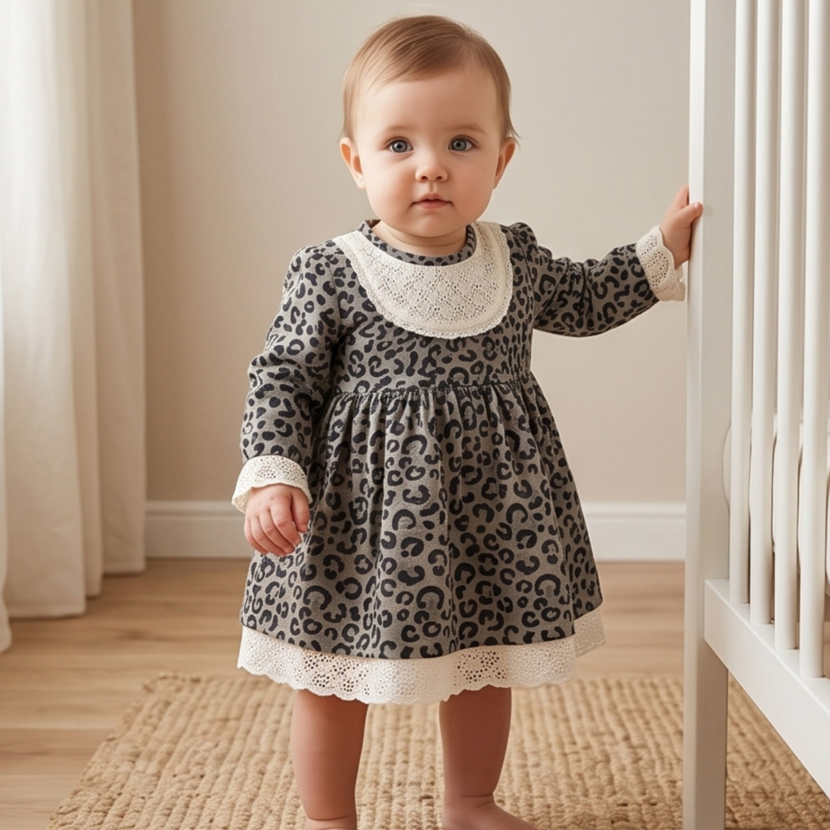 Winter Baby Girls Cotton Printed Dress Long Sleeve