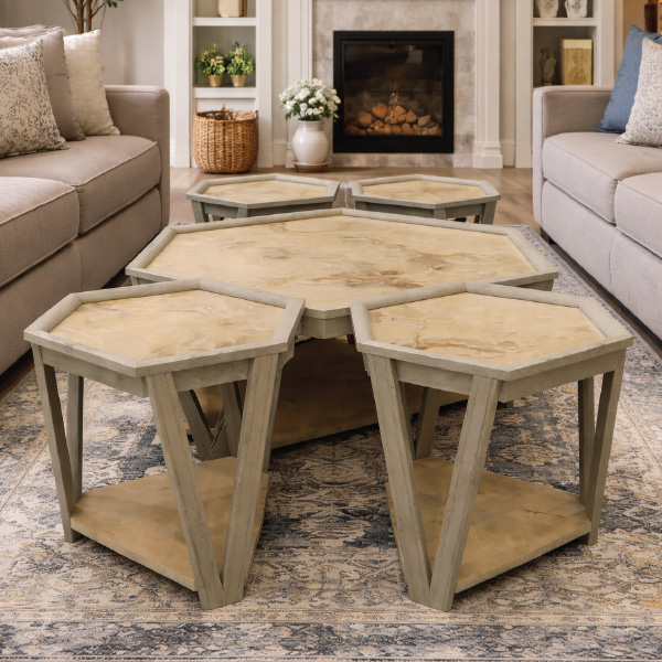Modern Round Tea Table Set 5 Piece