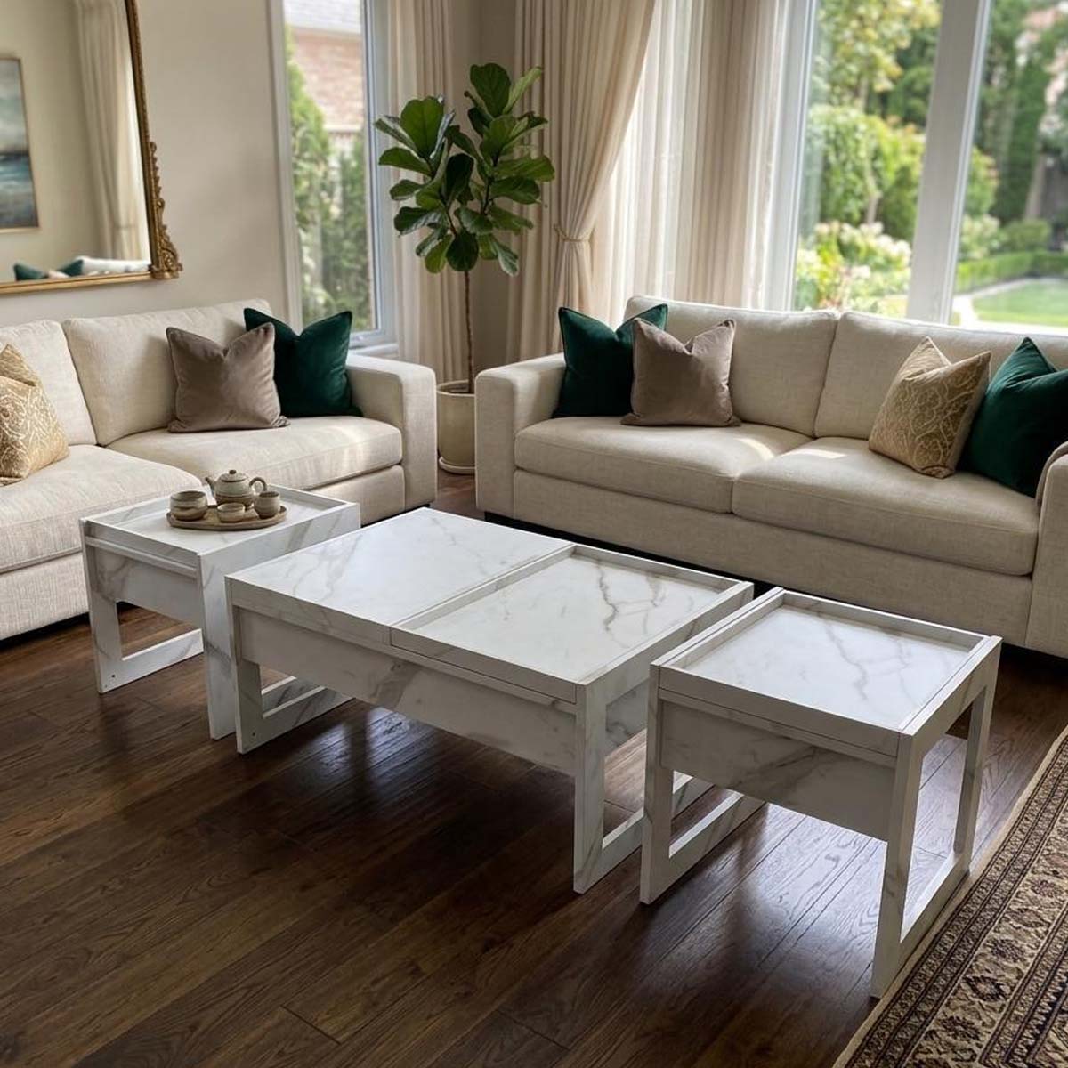 Modern Tea Table Set Rectangle 1+2