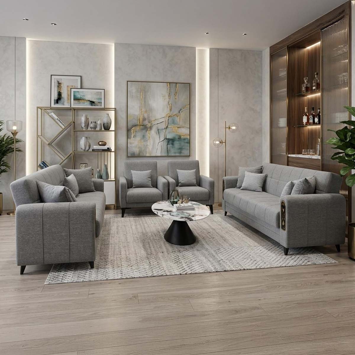 Mevsim Sofa Set 3+3+1+1