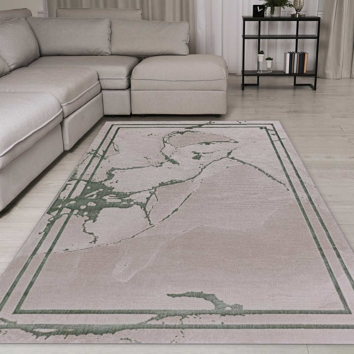 FL-B842A Cream/Green Carpet 60x90cm