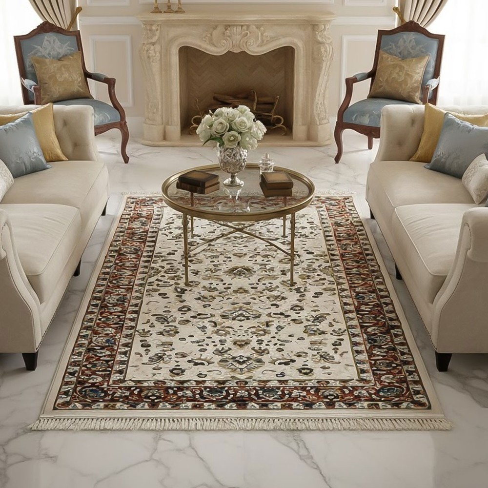 Kashan Rug Cream Terracotta 120x180