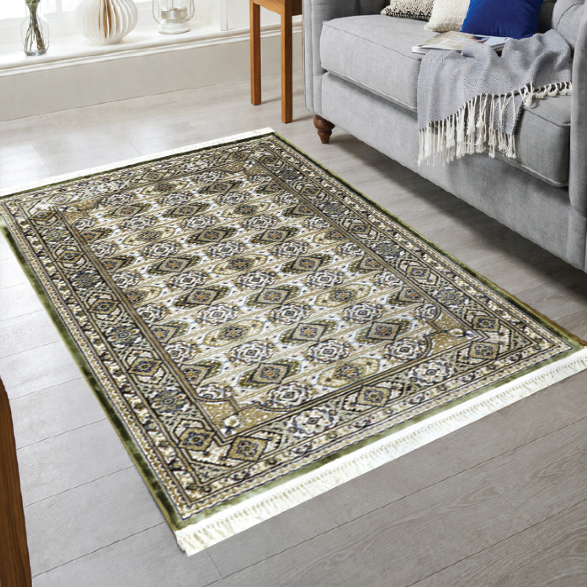 Kashan Rug Green Beige 160x230
