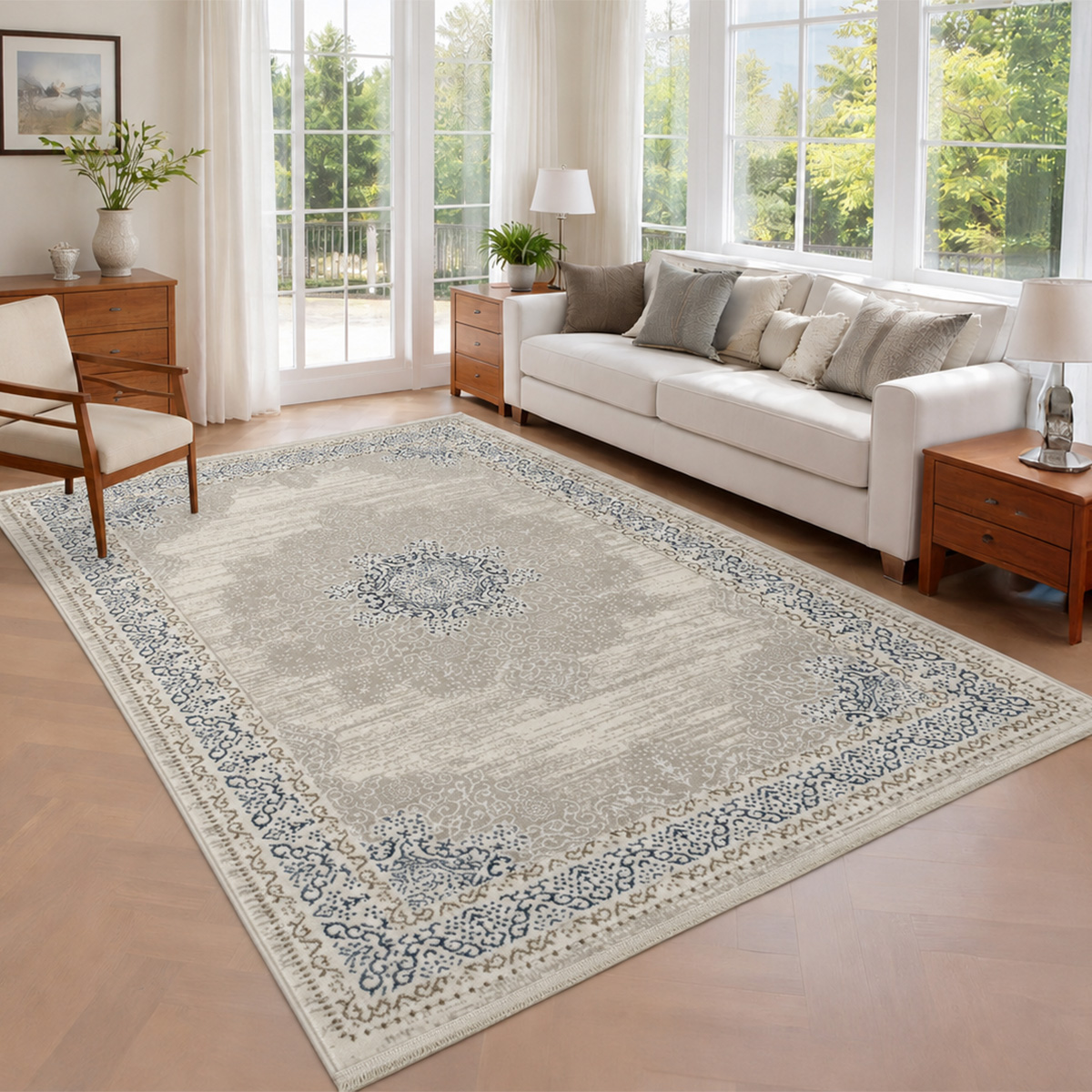 Luna Rug Cream Blue 150x230