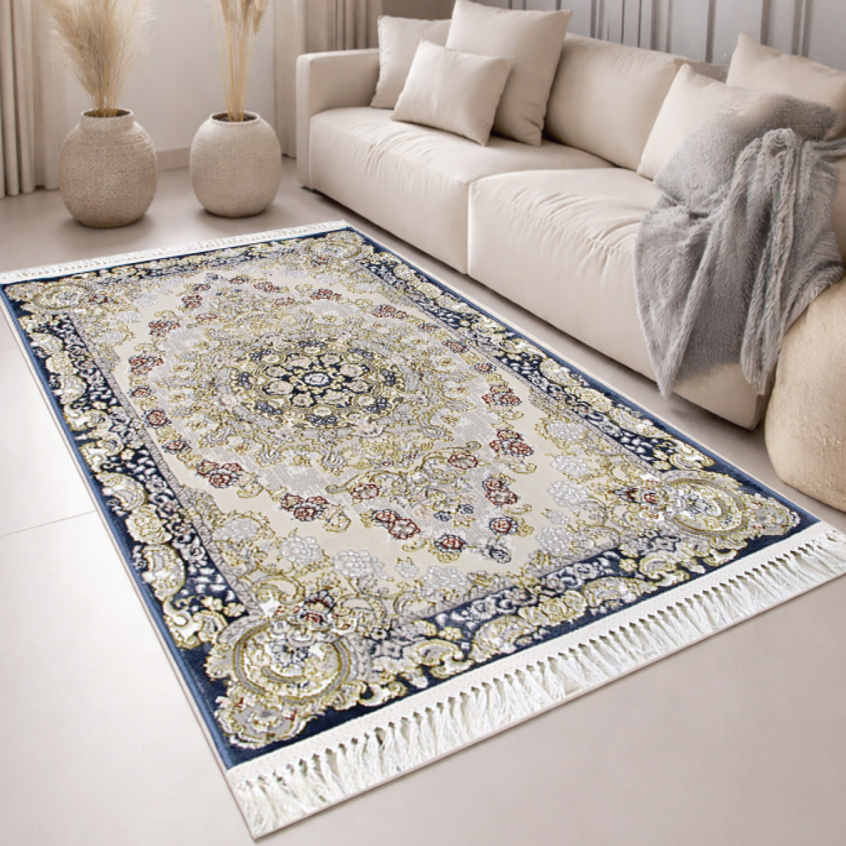 Pasin Rug Cream Blue 250x350