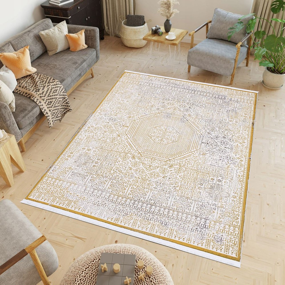 Sihir A454A Yellow/Cream Carpet 100x200cm