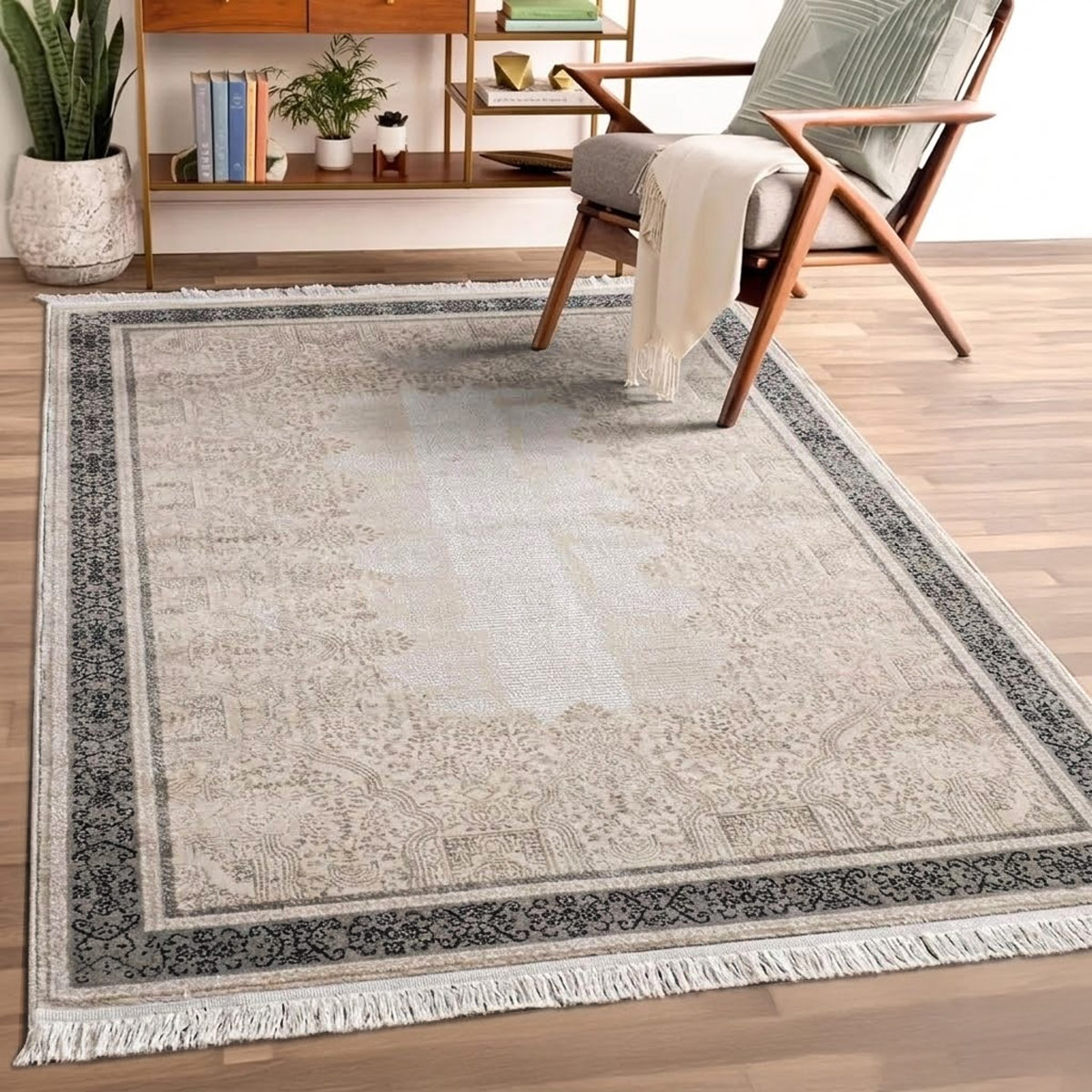 Sihir Pattern White Grey Carpet 400x400cm