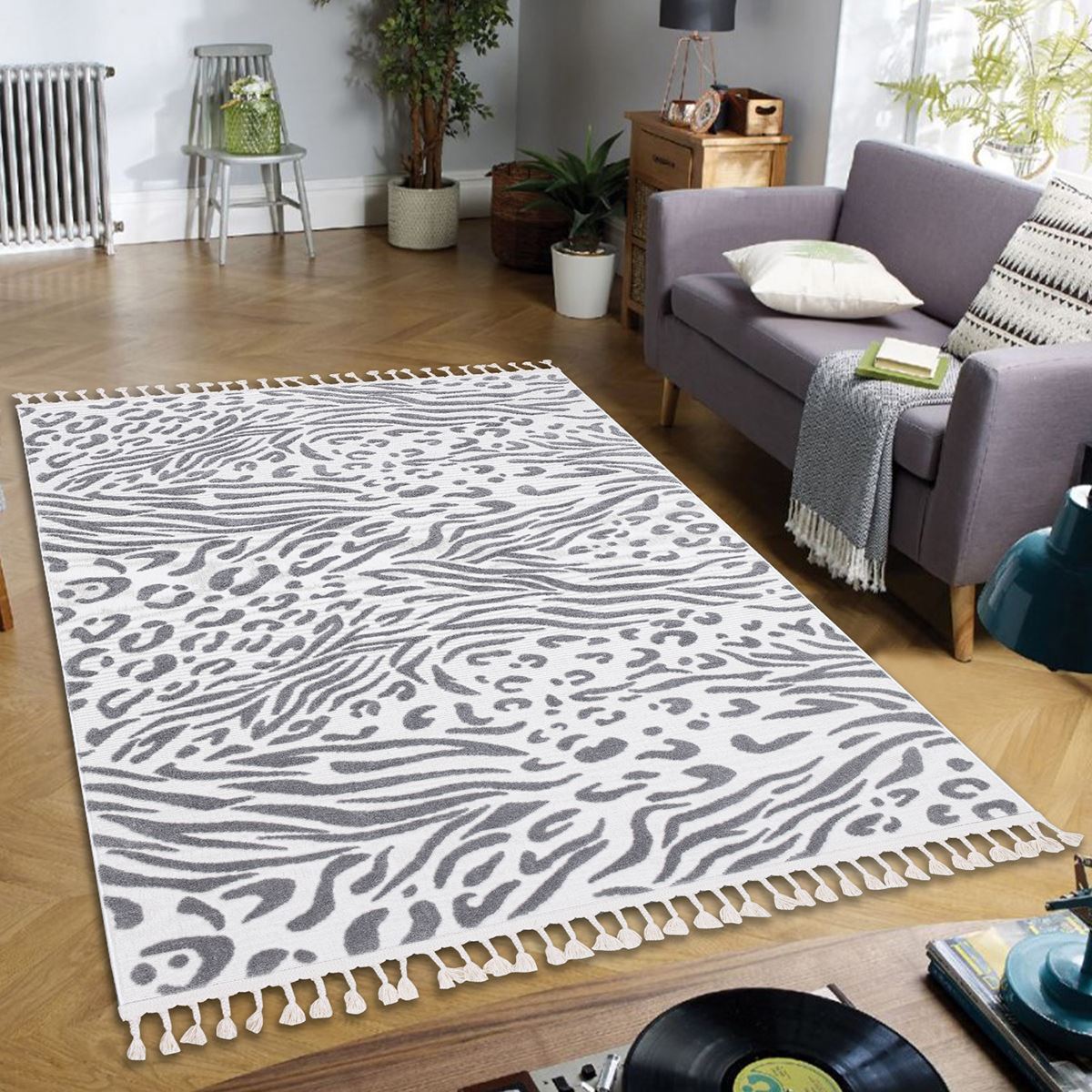 Ipek Lux Carpet White/Grey 100x500cm