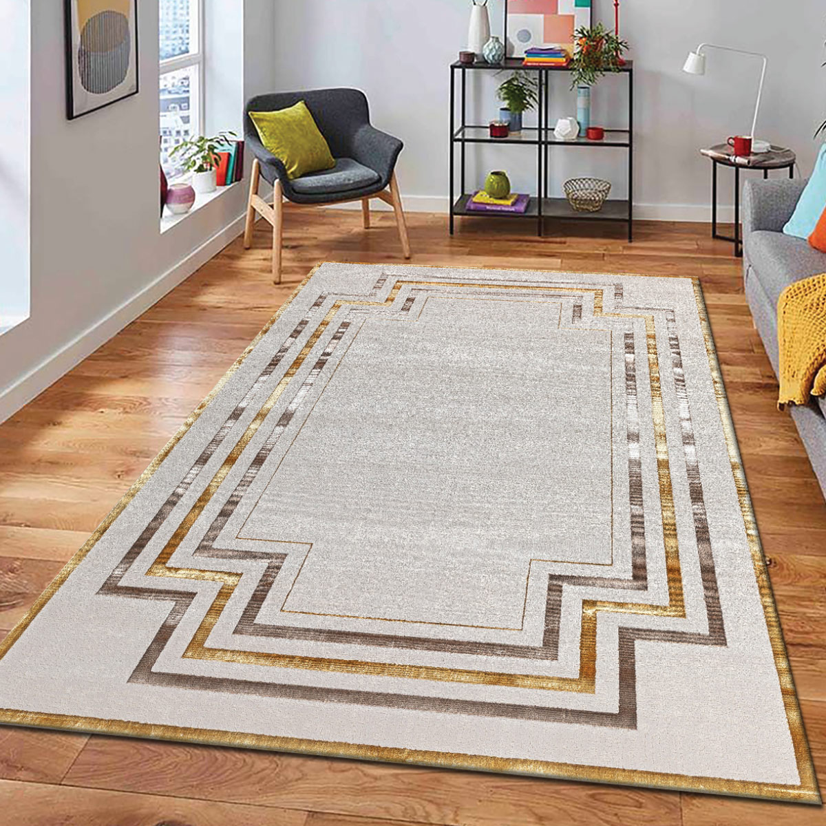 Chalon Dark Beige Yellow Carpet 60x90cm
