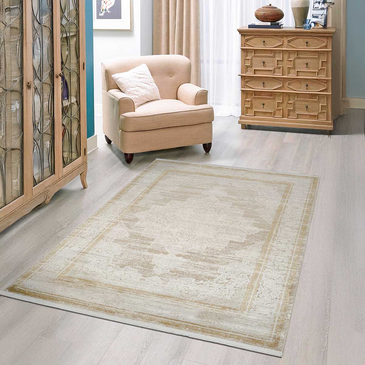 Crown D699A7 Beige/Yellow Carpet 60x90cm