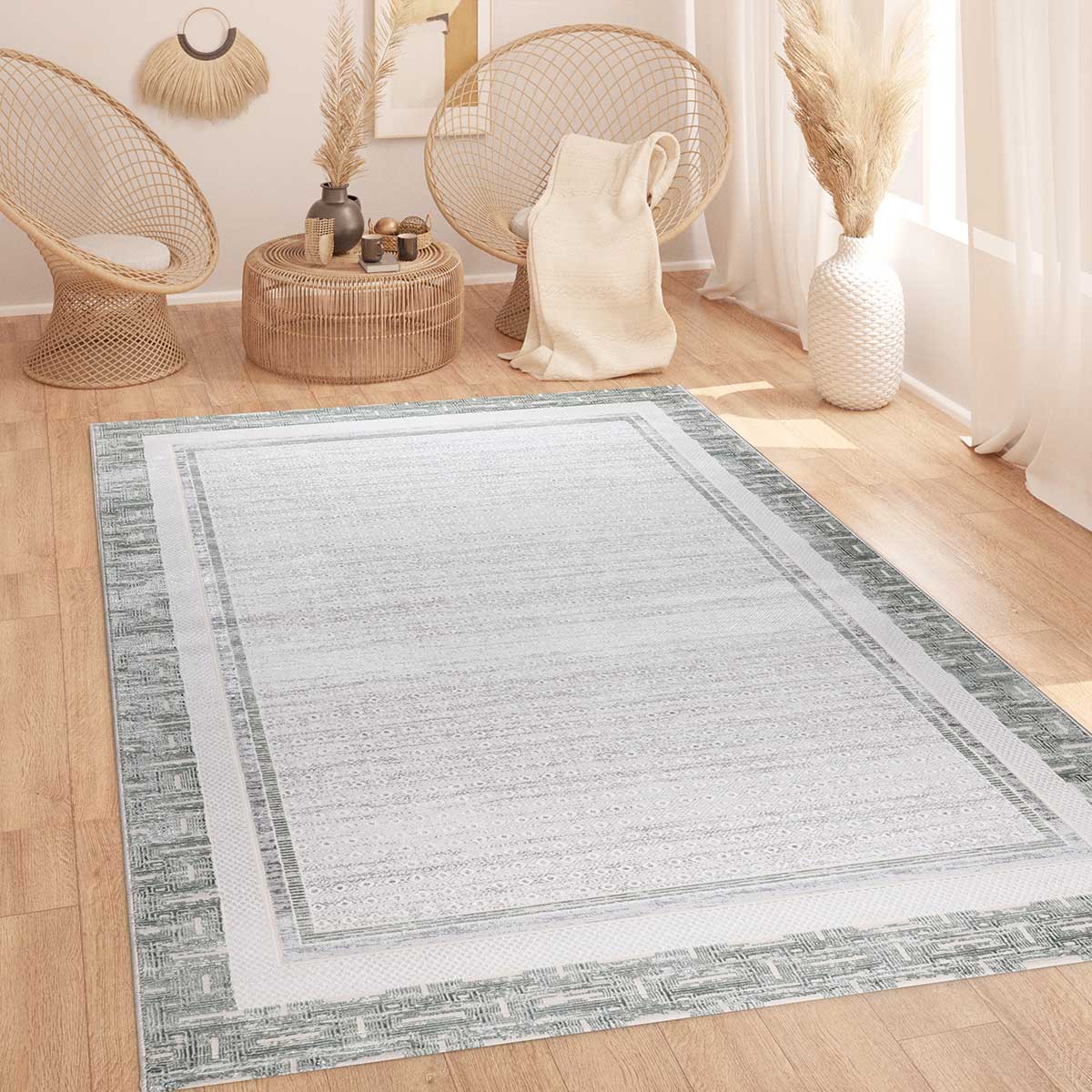 Bash 9317A White/Green Carpet 100x200cm