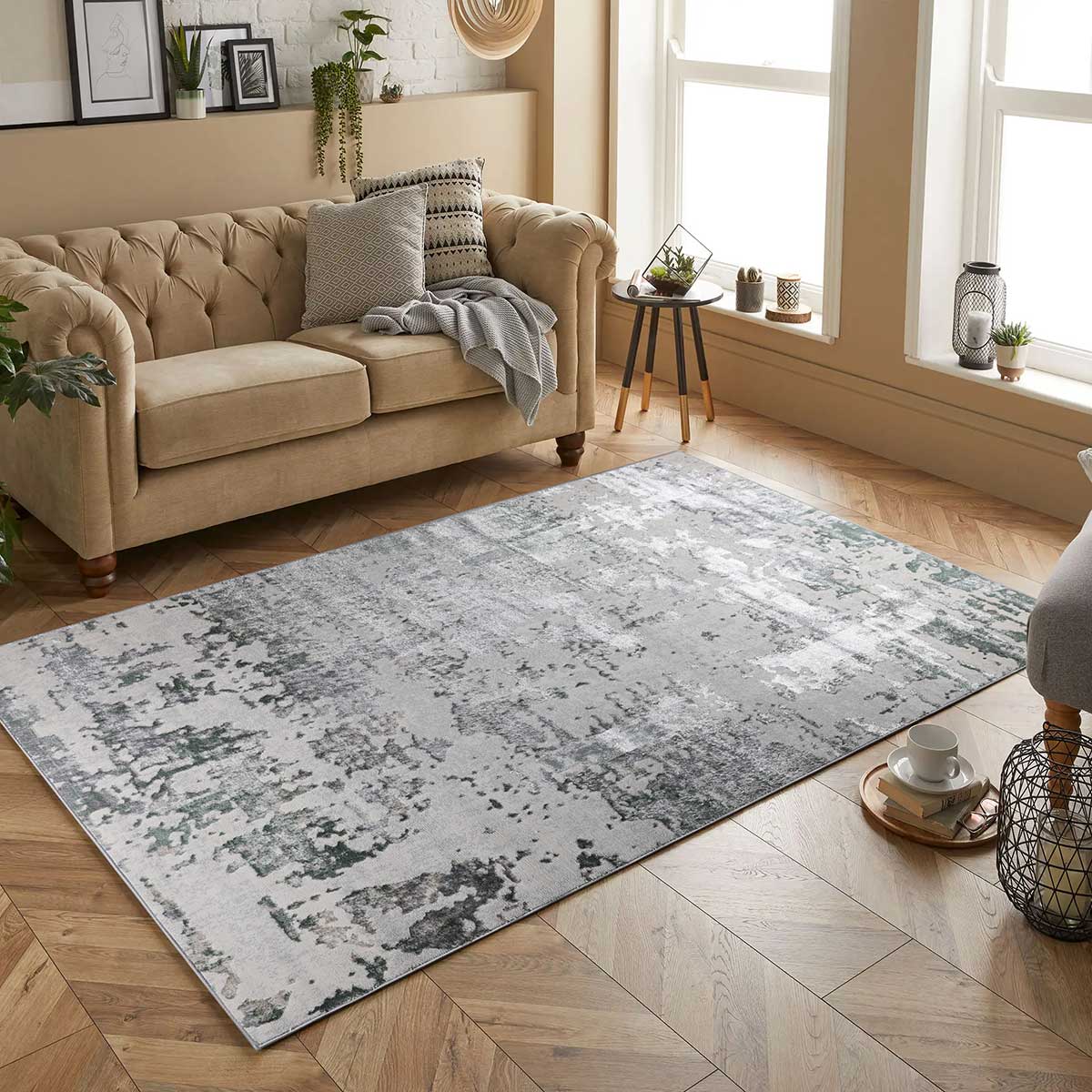 Fasil 6011B Grey/Green Carpet 100x200cm
