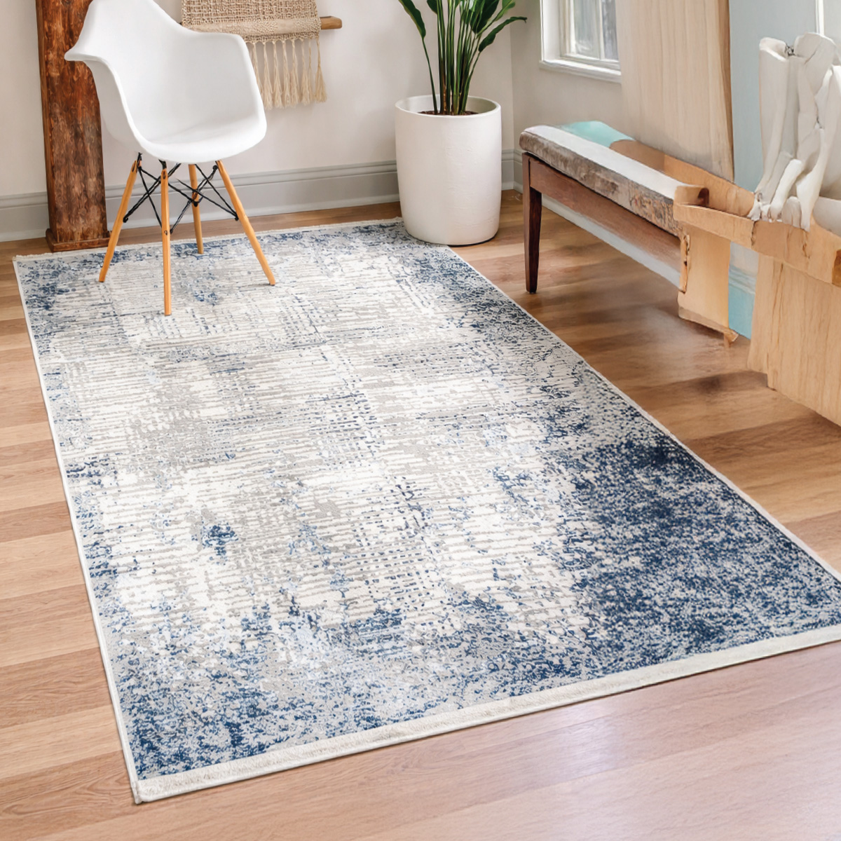Luna Rug Cream Blue 120x180