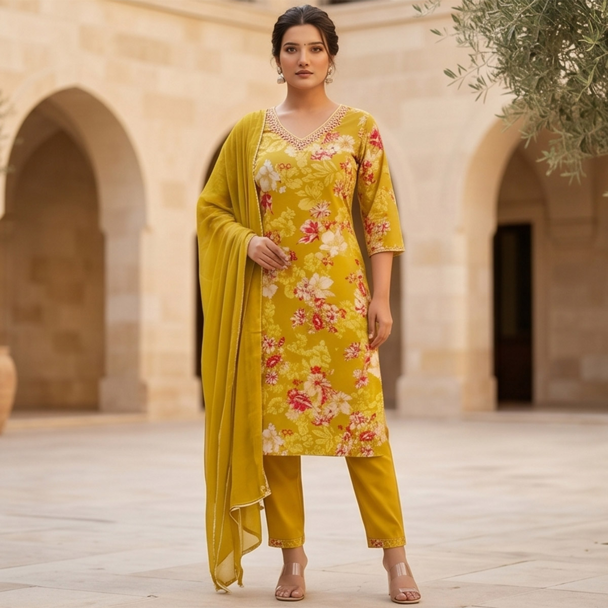Ready Made Chiffon Ankle Length Set 3 Piece