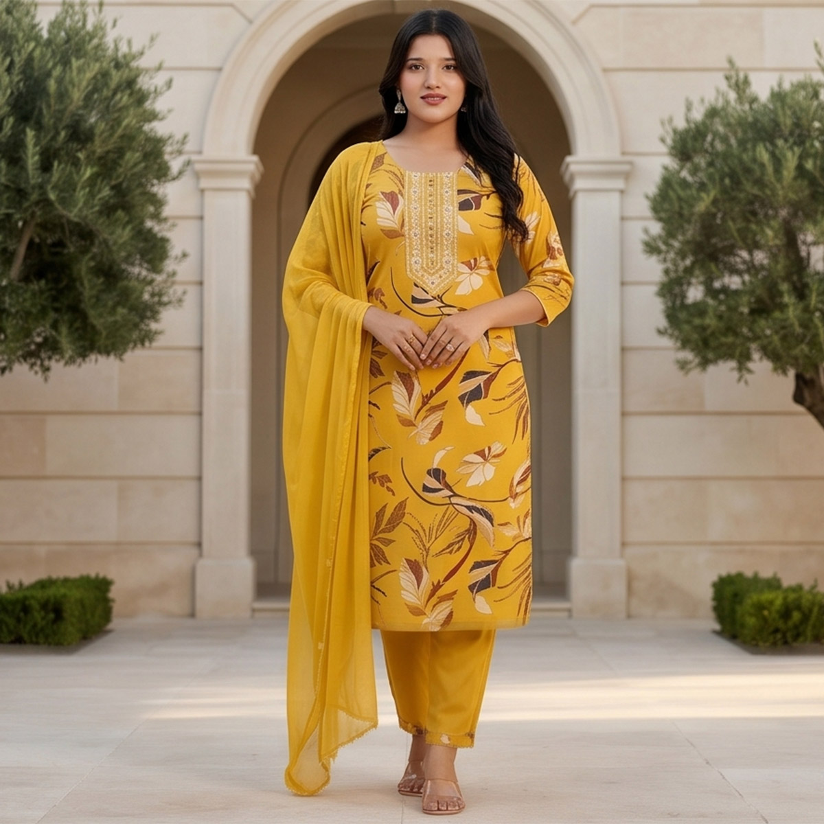 Ready Made Chiffon Ankle Length Set 3 Piece