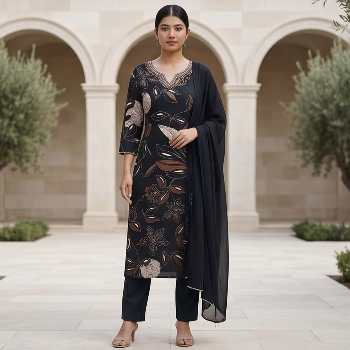 Ready Made Chiffon Ankle Length Set 3 Piece