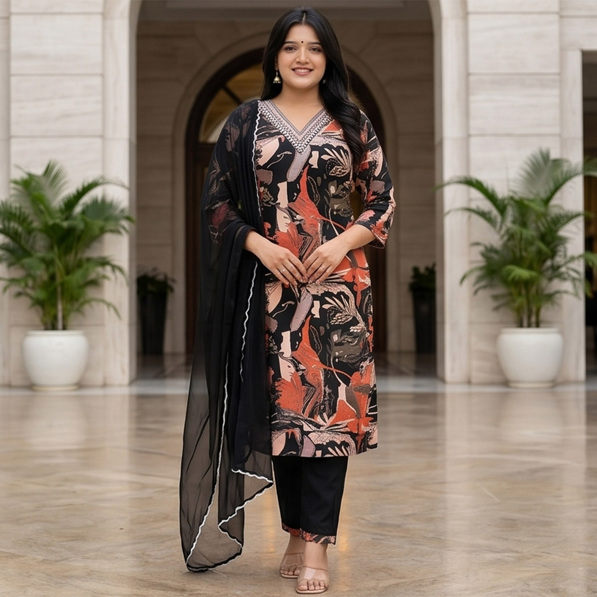 Ready Made Chiffon Ankle Length Set 3 Piece