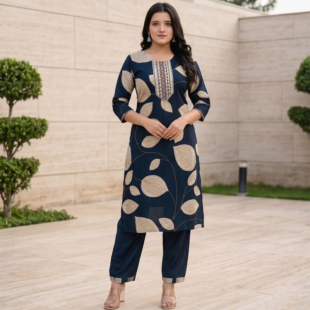 Ready Made Lawn Knee Length Set 3 Piece