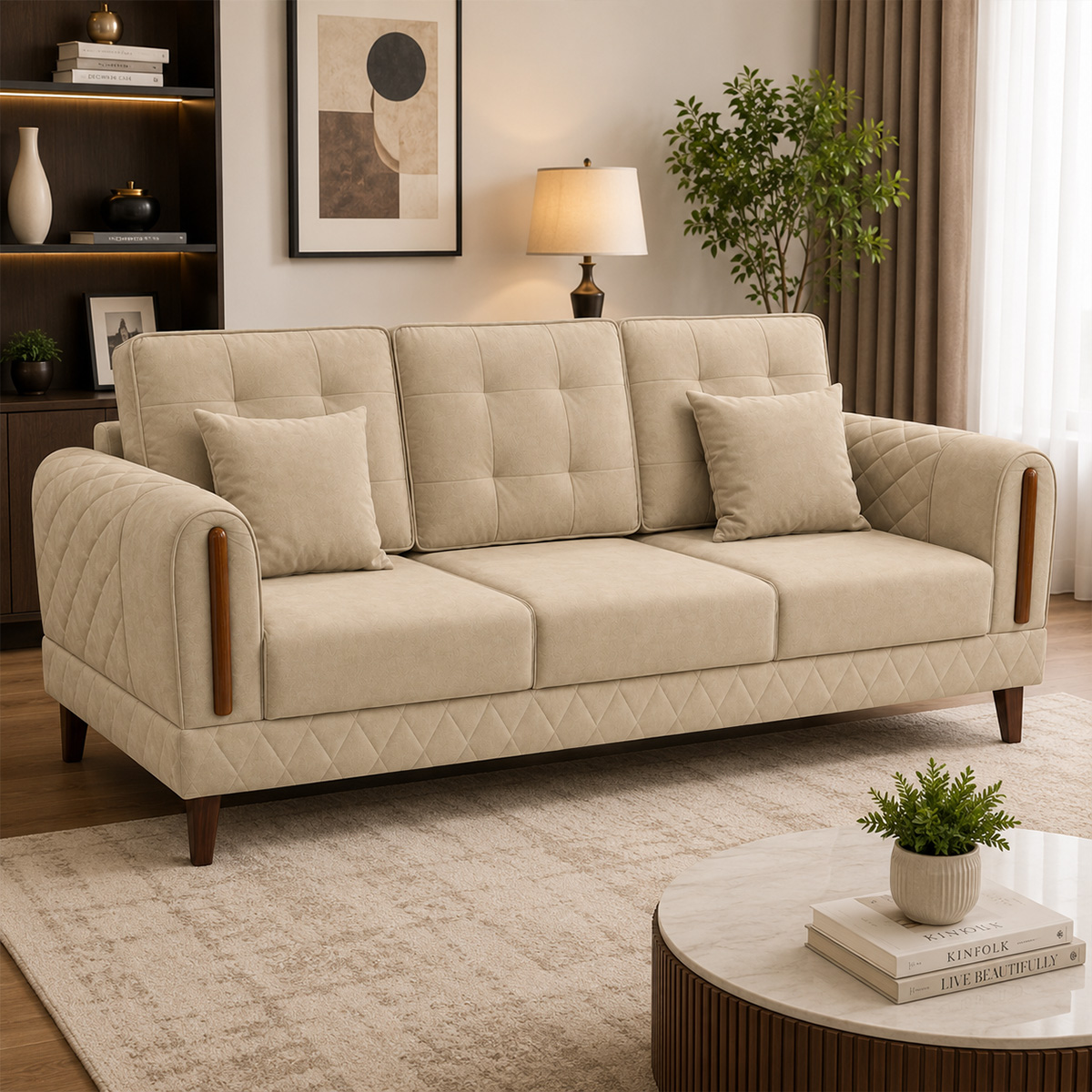 Bloom Modern Fabric Sofa 3 Seater