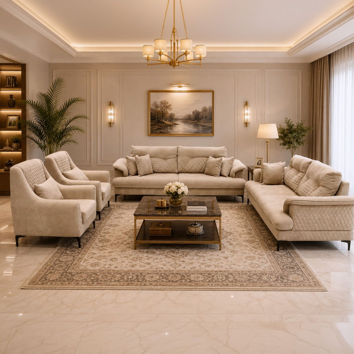 Armania Modern Sofa Set 3+3+1+1